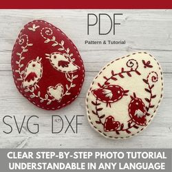 Felt Egg Christmas ornaments pattern PDF SVG