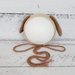 Puppy newborn bonnet knitting pattern