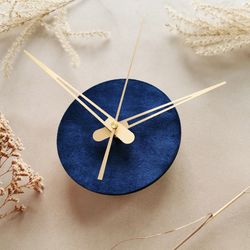 small blue wall clock - round small and compact clock for modern and vintage looking homes and office decor
