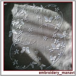 Flowers and butterflies monochrome embroidery designs
