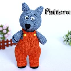 Crochet wolf toy amigurumi pattern, wolf doll crochet pattern, standing wolf plush pattern, toy wolf tutorial, toy wolf