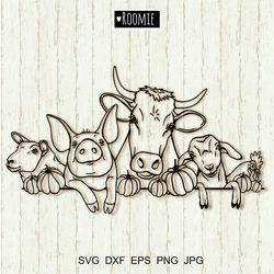 halloween farm animals with pumpkin svg, fall farmhouse sign
