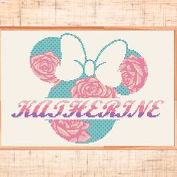 disney cross stitch pattern minnie cross stitch custom baby girl name cross stitch personalized