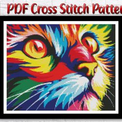 Cat Cross Stitch Pattern / Animal Cross Stitch Pattern / Abstract Cross Stitch Pattern / Pet PDF Cross Stitch Chart