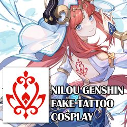 Nilou fake tattoo Genshin Impact merch Game anime geek Temporary sticker tats Japanese kawaii gift Otaku weeb Cosplay