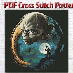 Gollum Cross Stitch Pattern / Lord Of The Rings Cross Stitch Pattern / Hobbit PDF Cross Stitch Chart / Instant PDF Chart