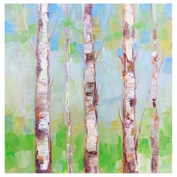 Birch original painting, oil painting, flora wall art as a gift on the wall interior