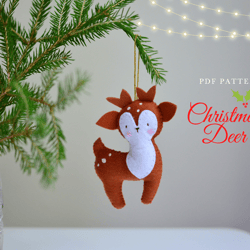 PDF pattern First Christmas Deer ornament  Printable Instant Download