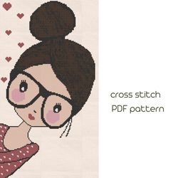 Girl cross stitch pattern. Modern cross stich. PDF Pattern /115/