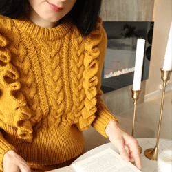 Cable knit sweater Cropped sweater Chunky sweater Hand knit sweater for women