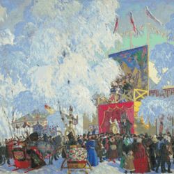 cross stitch pattern | booths | boris kustodiev 1917 | 5 sizes | pdf counted vintage highly detailed stitch