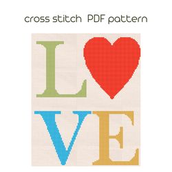 Love cross stitch, Letter cross stitch pattern, PDF Pattern /116/