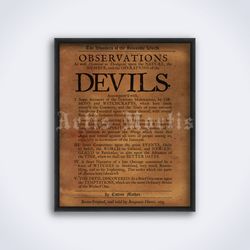 Salem Witch Trials, The Wonders of the Invisible World by Cotton Mather, printable art, print, poster (Digital Download)