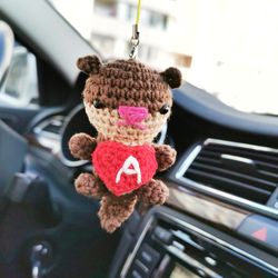 Kawaii otter plush, sea otter keychain, car mirror hanging, personalized gift
