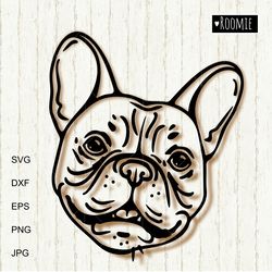 French bulldog face SVG, Frenchie Dog Pet portrait Vector Frenchie Cut file Cricut Silhouette Memorial love /12