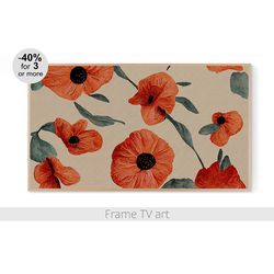 samsung frame tv art digital download 4k, samsung frame tv art poppies painting flowers, frame tv art farmhouse 4k | 742