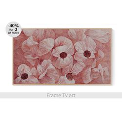 samsung frame tv art digital download 4k, samsung frame tv art poppies painting flowers, frame tv art modern | 743