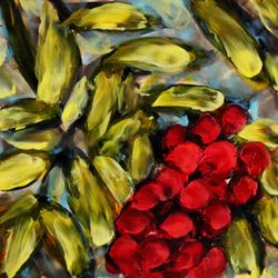 rowan painting digital art print rowan berry oil art tree branch painting botanical plant artwork red berry art