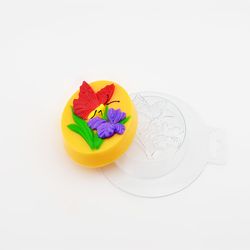 Butterfly on flower plastic mold, butterfly mold, bath bomb mold, candle mold, flower mold, polymer clay mold, soap maki