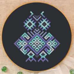 ethnic owl cross stitch pattern modern folk owl stitch chart animal cross stitch folk nursery geometric owl