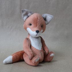 Stuffed Teddy fox. Collectible teddy fox. Handmade artist teddy fox