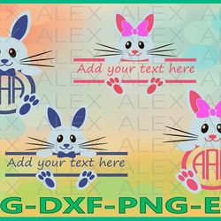 bunny svg, bunny split monogram svg, easter svg, easter cut