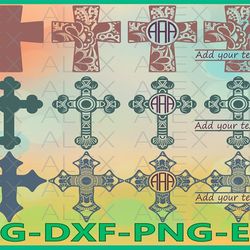 Cross Svg, Cross Mandala Svg, Zentangle svg, Cross Monogram