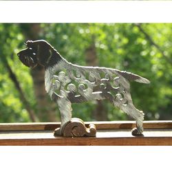 figurine wirehaired pointing griffon statuette griffs korthals griffon made of wood