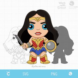 Baby Superwoman Svg, Baby Avenger Svg, Wonder Women svg, SVG Superwomen cut file, Chibi svg