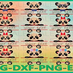 Panda Split monogram Svg, Girls Panda svg, Panda with a bow