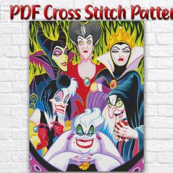 Disney Cross Stitch Pattern / Villains Cross Stitch Pattern / Princess Cross Stitch Pattern / Stained Glass PDF Chart