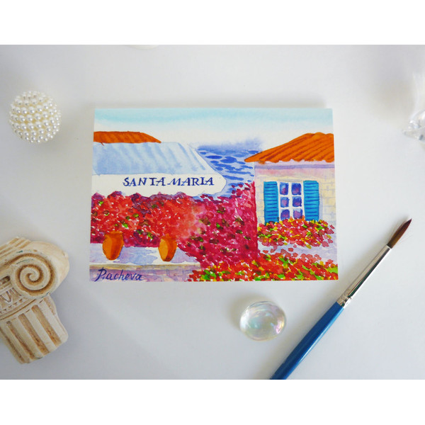 South Landscape with House by the Sea ACEO, Watercolor 05.JPG