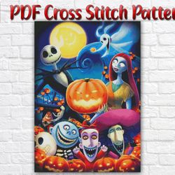 Halloween Cross Stitch Pattern / Nightmare Before Christmas Cross Stitch Pattern / Jack And Sally PDF Cross Stitch Chart
