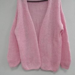 pink mohair cardigan and socks
