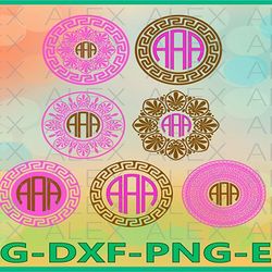 greek monogram frames svg, greek key
