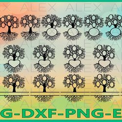 family tree monogram svg, split frame family tree
