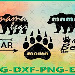 bear svg, bear silhouette png, mama bear svg, bear paw