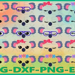 koala face svg, koala svg, animal face svg, koala eyelashes