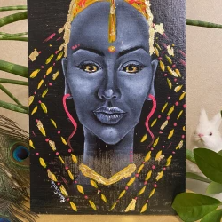 Afro woman painting, new age art, esoteric art.