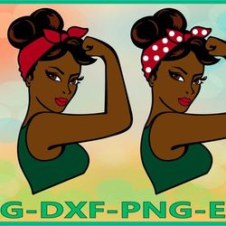 Afro Rosie SVG, Rosie the Riveter svg, Girl Power Silhouette