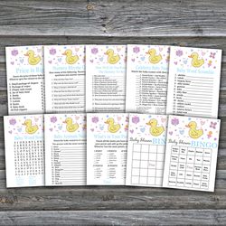 Rubber Duck baby shower games bundle,Yellow Rubber Duck Baby Shower games package,Fun Baby Shower Games,9 Printable Game