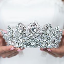 Bride tiara, Bridal tiara crystal, Wedding crown, Wedding tiara, Bridal crown, Royal tiara for bride, Luxury diadem
