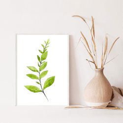 Printable Instant Download, Watercolor Print, Botanical Prints, Wall Decor, Prints Wall Art, Green Wall Art