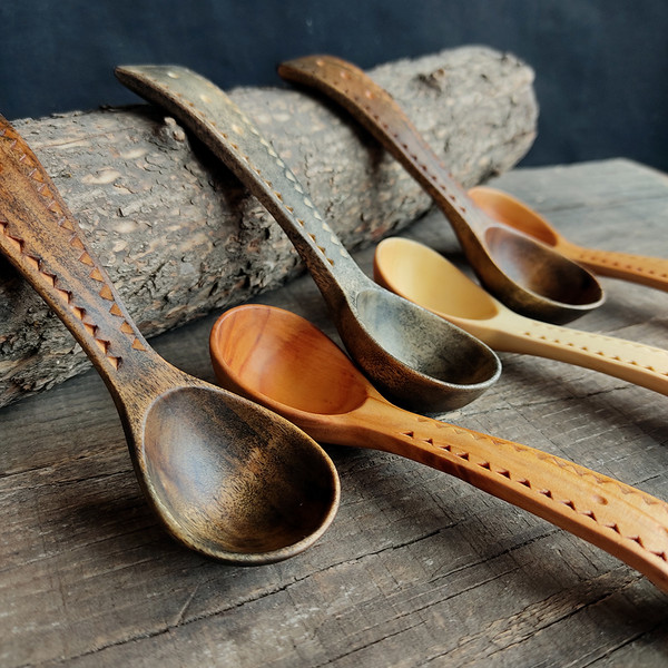 Handmad wooden coffee scoop from natural willow wood - 04