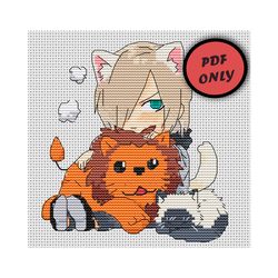 Anime cross stitch pattern Yuri on Ice Plisetsky Lion Cat PDF