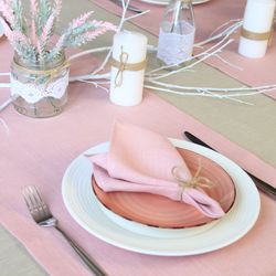 Light pink linen napkins set / Cloth baby shower napkins bulk / dinner napkins set / Custom wedding table linens