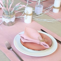 light pink linen napkins set / cloth baby shower napkins bulk / dinner napkins set / custom wedding table linens