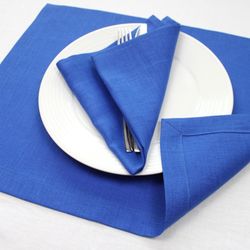 Royal blue linen napkins set / Cloth baby shower napkins bulk / dinner napkins set / Custom wedding table linens