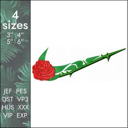 Nike rose Embroidery Design, romantic flower classic custom swoosh, 4 sizes, Instant Download