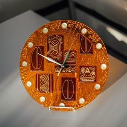 Silent wall clock based on G. Klimt  - unusual wall fuse glass clock - Modern wall hanging clock
